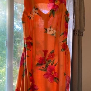 Darla orange floral sleevelees rayon wrap tie dress size 4